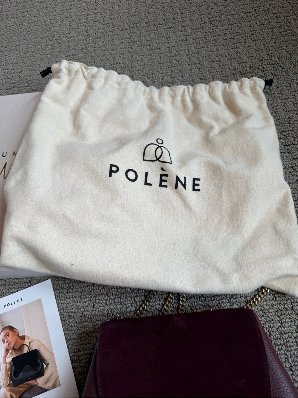 Polène Crossbody Bag in Burgundy and Gold - Picture 6 of 11